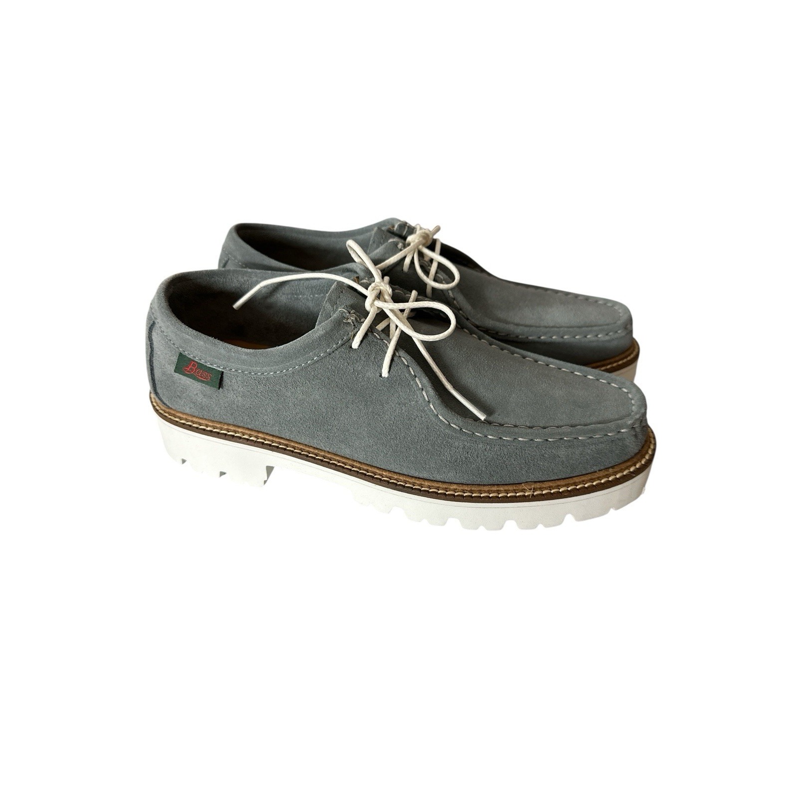 New G. H. Bass Original Wallace Moc Women's 8m Blue Suede Lug Sole Classic